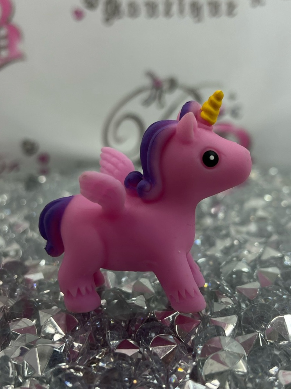 Squishy Pink Unicorn Figure Toy with Purple Mane and Yellow Horn - Kids Toys